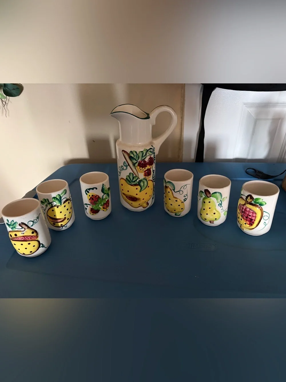 Mid-Century Vintage 7-Piece Juice Set Pitcher & 6 Cups NOS Made in Japan🇯🇵